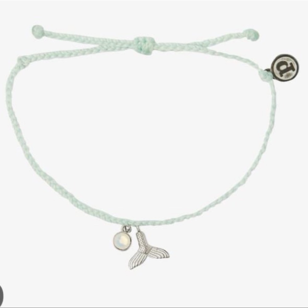 PURA VIDA Winterfresh Mint Mermaid Fin Silver Crystal Bracelet NEW Last one!